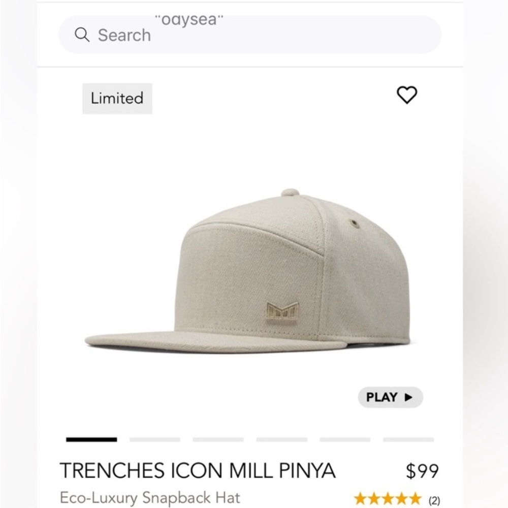 Melin Pinya Mill Trenches Snapback Hat - Cream NWOT size XL